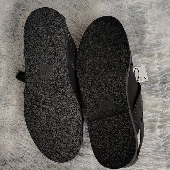 Men Zara Cage Buckle Up Sandals/Shoes Leather Black size (43 EUR) (10 USA) main image 7